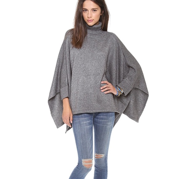 Solid Poncho Sweater - Picture 1 of 5